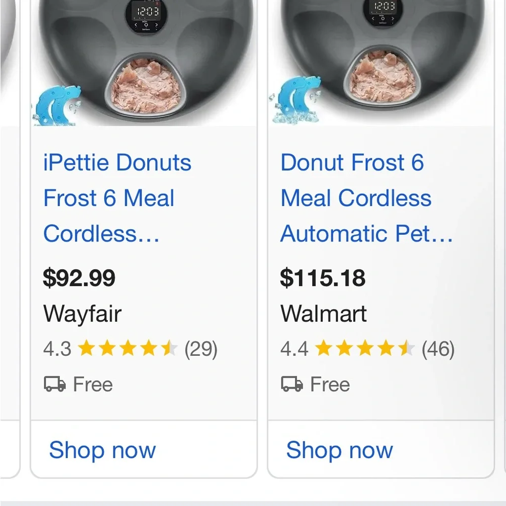 IPettie Donuts Frost 6 Meal Cordless Automatic Pet Feeder - Gray
